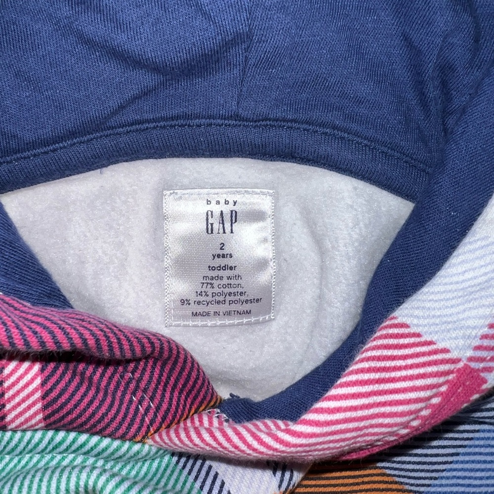 Gap Toddler Recycled Plaid Gap Logo Hoodie - Picture 4 of 4